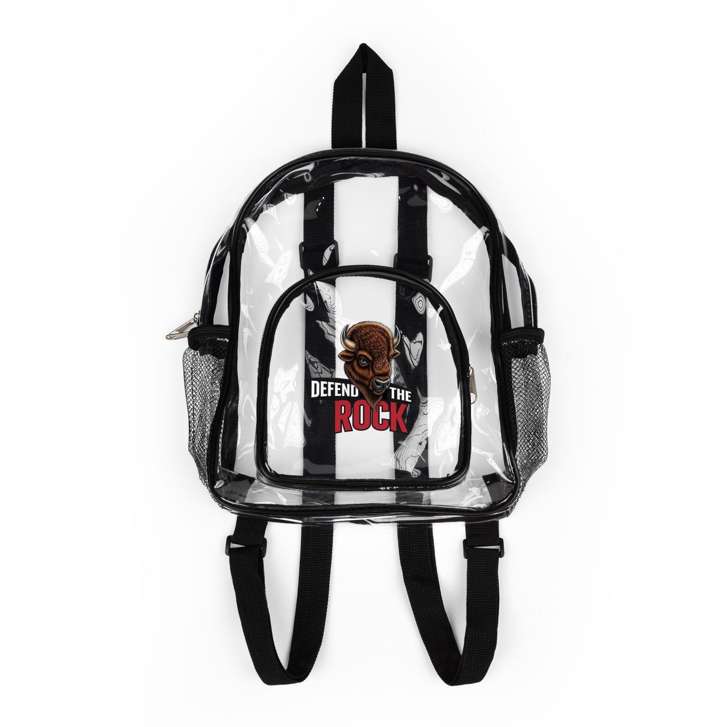 Defend the Rock - Clear Stadium Backpack - Versatile Clear Bag for Sports Events, Concerts, and Festivals, Transparent Tote for Tailgating