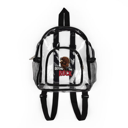 Defend the Rock - Clear Stadium Backpack - Versatile Clear Bag for Sports Events, Concerts, and Festivals, Transparent Tote for Tailgating