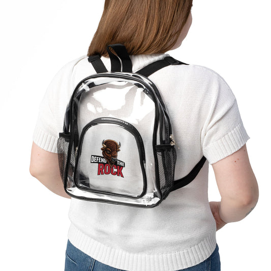 Defend the Rock - Clear Stadium Backpack - Versatile Clear Bag for Sports Events, Concerts, and Festivals, Transparent Tote for Tailgating