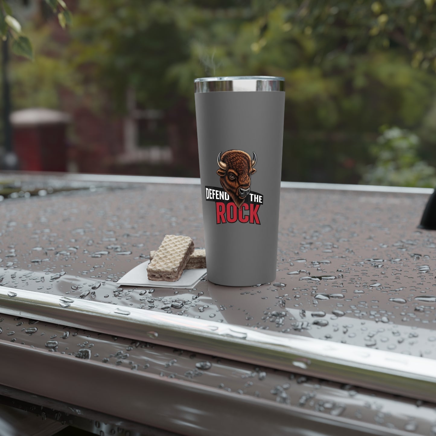 Defend the Rock - Copper Insulated Tumbler - Gift for Outdoorsy Friends, Travel Mug, Camping Accessory, Sports Fanware